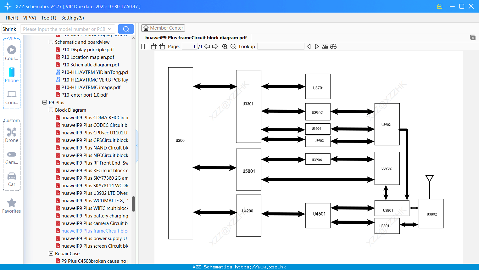 HuaweiP9 Plus FrameCircuit Block Diagram
